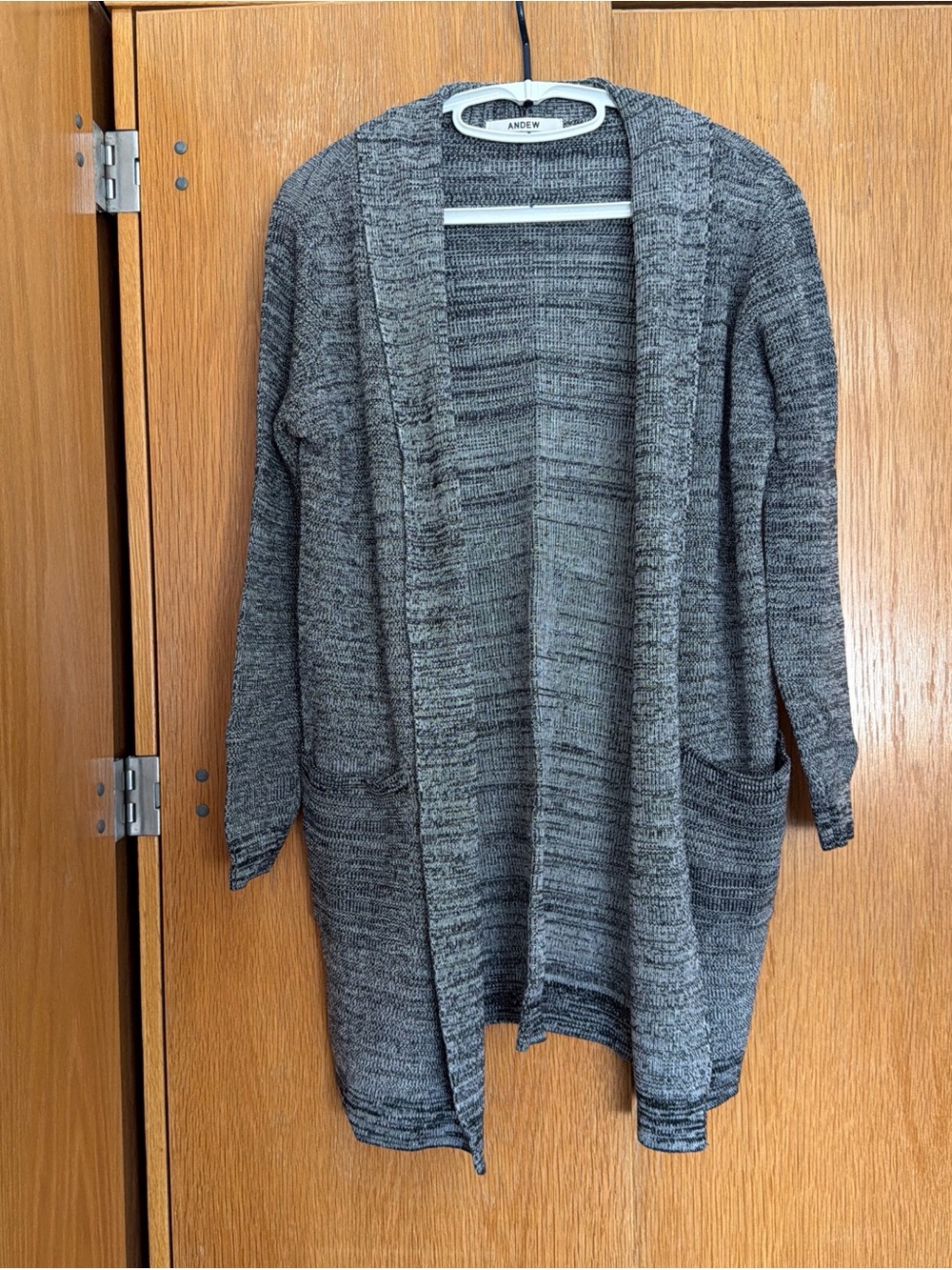 Gray Open-Front Women's Long Cardigan